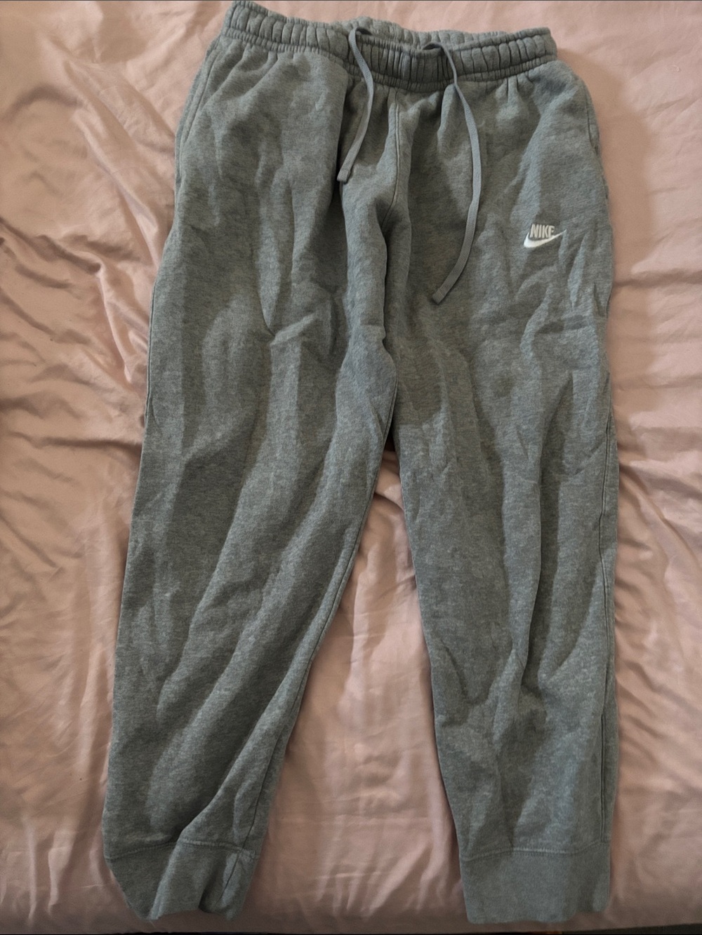 Nike Kids Gray Fleece Joggers with White Swoosh